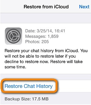 restore 4 year old whatsapp messages from icloud backup