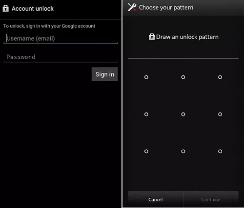 get into a locked tablet via google account