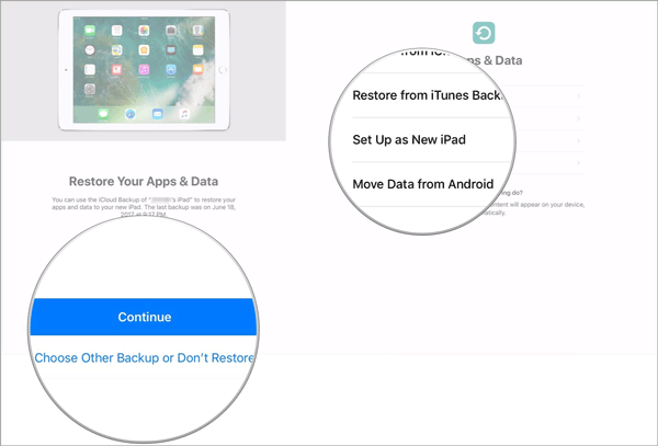 how to transfer data from one ipad to another with quick start