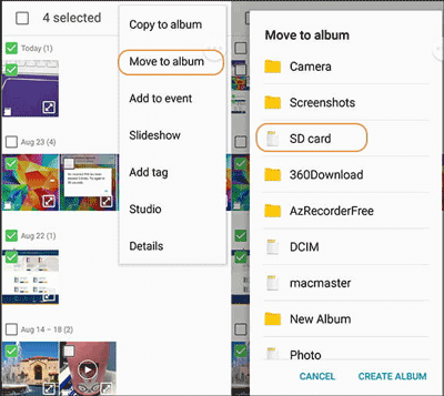 back up samsung photos with memory card