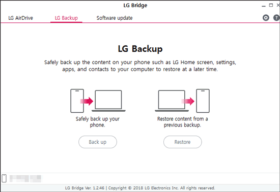 tap on restore from the lg bridge