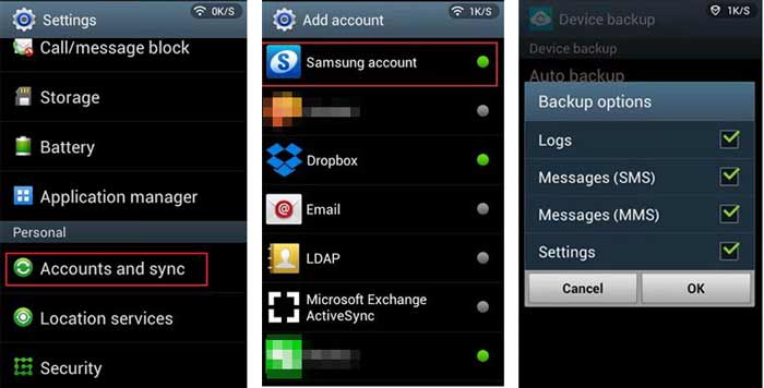 backup messages on samsung