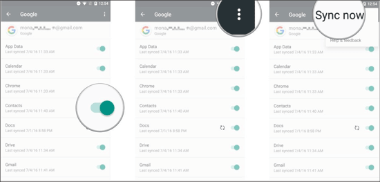 sync contacts to google account to transfer them from motorola phone to computer