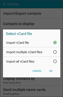 click on import to save your contacts to the new phone