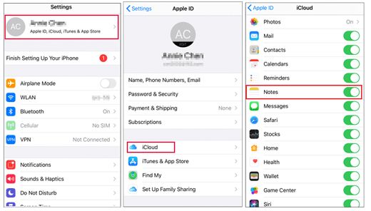 check icloud sync to fix notes missing after ios update