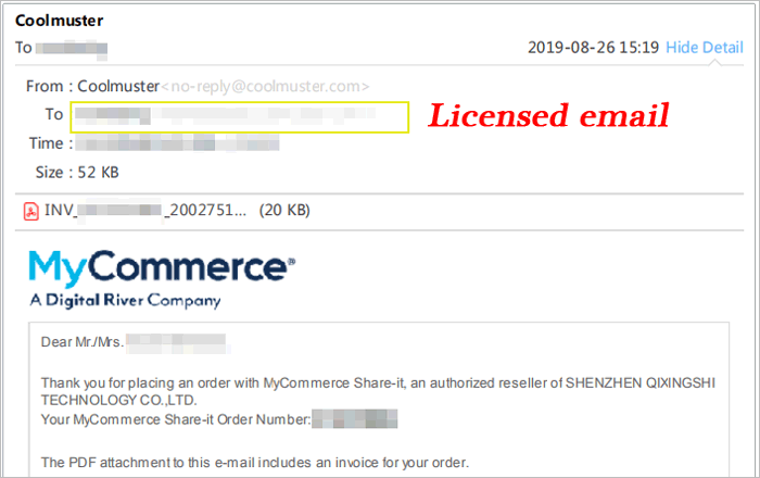 check license code via email