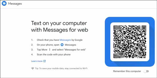scan qr code to view iphone text messages on computer
