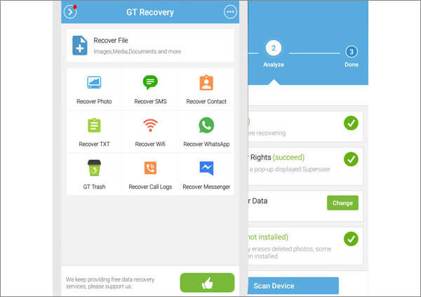 recover deleted sms from android via the free gt recovery app