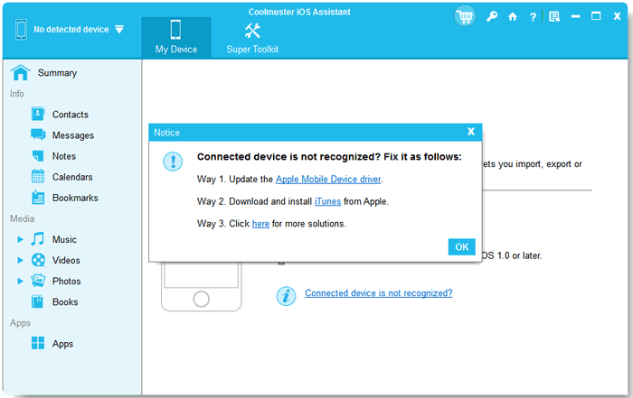 fix unrecognized idevice