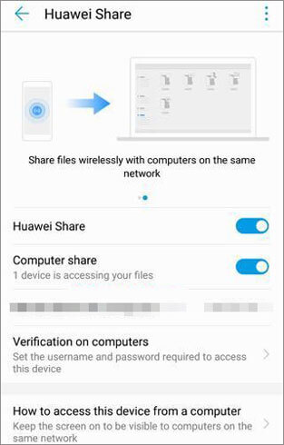 enable huawei share on huawei phone