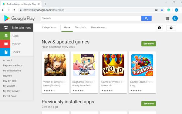 install android app from pc with google play