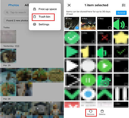 restore photos from mi phone gallery trash