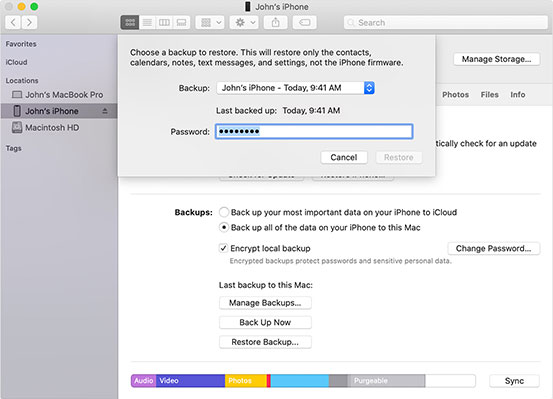 how to transfer data from iphone to iphone without icloud via finder