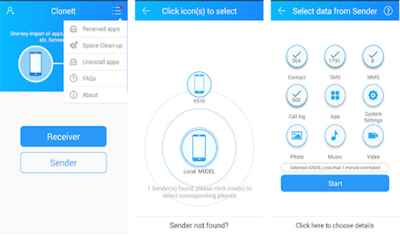 cloneit android to android data transfer app