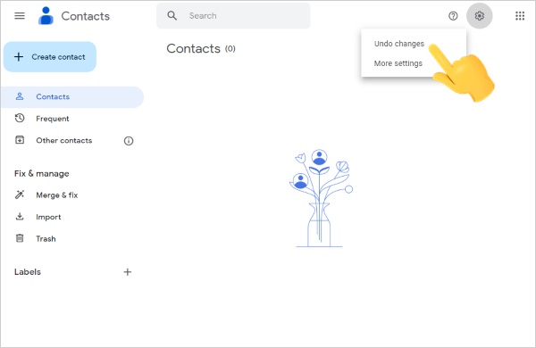 use undo changes on google if android contacts disappeared