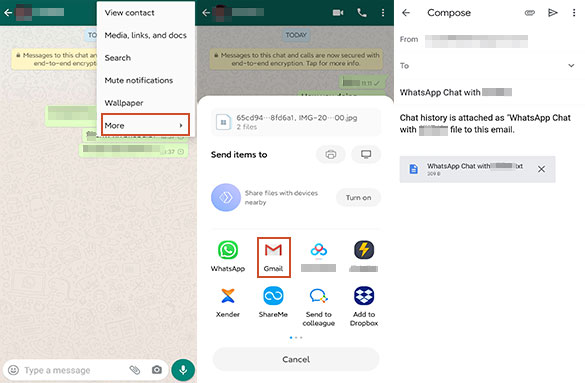 how to backup whatsapp messages from android to pc via email