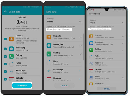 how to do huawei data transfer with phone clone