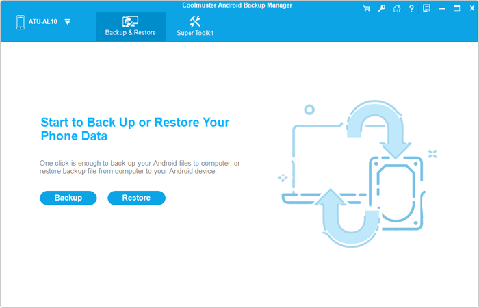 the main interface of android backup manager