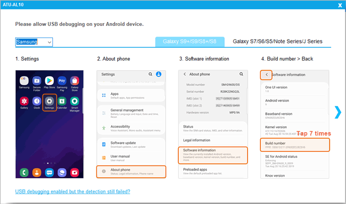 connect your samsung galaxy s6 to the computer via a usb cable