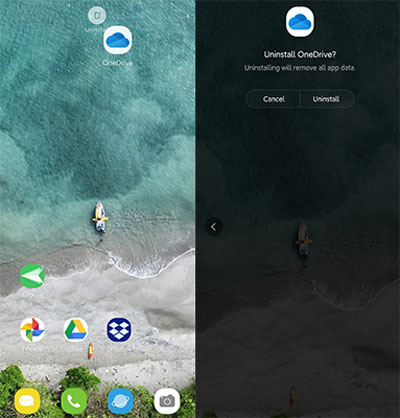 uninstall apps on android from home screen