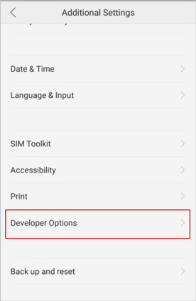 go to developer options