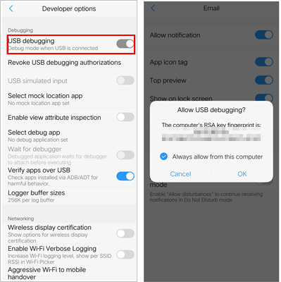 enable usb debugging on android before rooting the device