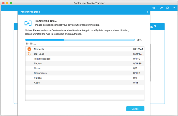 start to transfer data from android to android