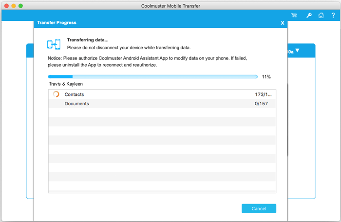 start to transfer data from android to ios