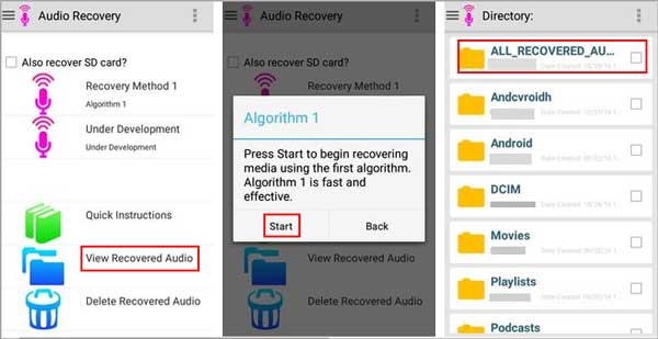 how to recover deleted audio files from android phone via audio recovery