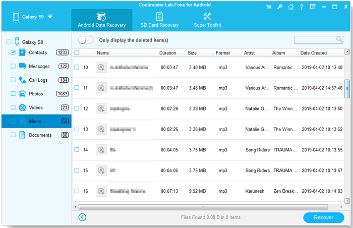 how to recover deleted music files from android via lab fone for android