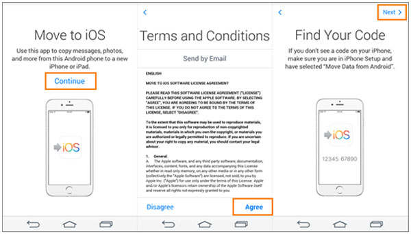 steps to transfer files from android to ipad via move to ios
