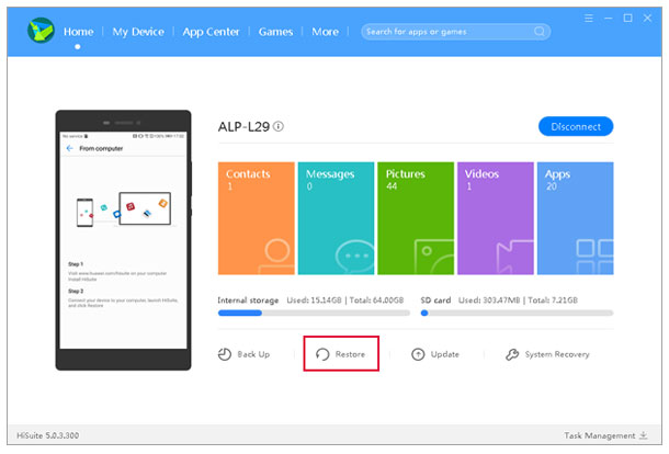 how to retrieve deleted messages on huawei phone via hisuite