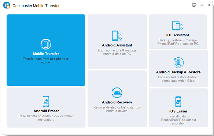 the interface of coolmuster mobile transfer