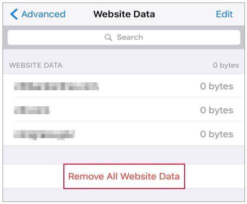 clear data to fix safari not loading websites ios 14