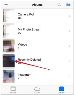 check recently deleted folder to fix updated iphone and lost photos