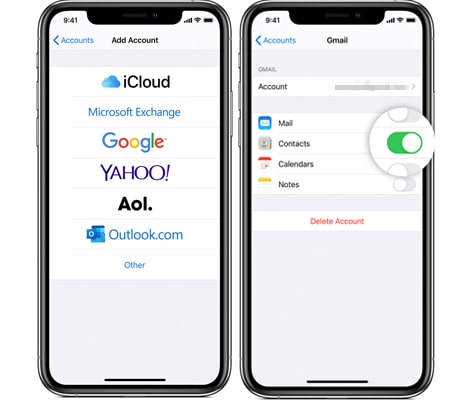 how to delete all contacts on iphone via email account