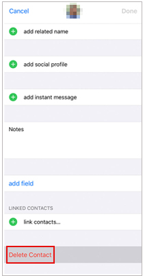how to delete a contact on iphone