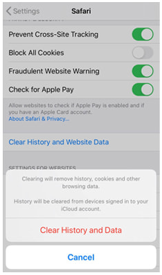 how to clear storage on iphone by deleting the browser cache and history