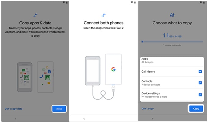 how to transfer data from samsung to pixel