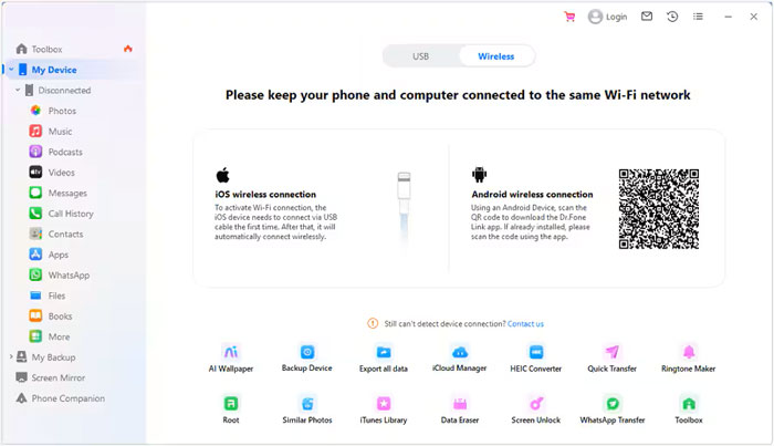 connect the android device to the computer to transfer contacts from icloud to android