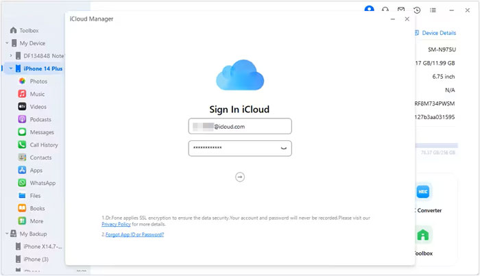 sign in with your icloud account