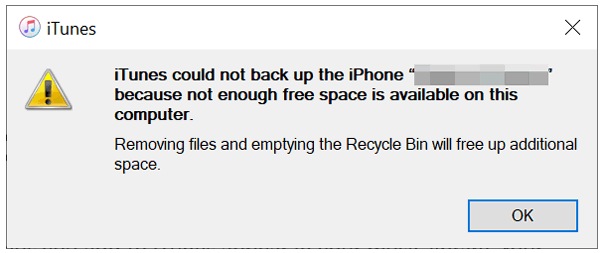 iphone backup not enough space on computer