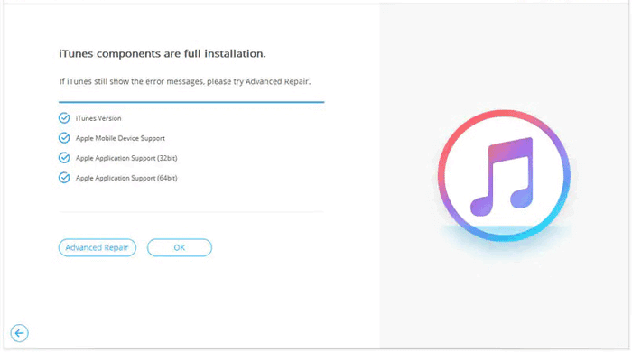 wait for the repair process to complete and check itunes