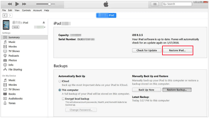 remove ipad security lockout using itunes