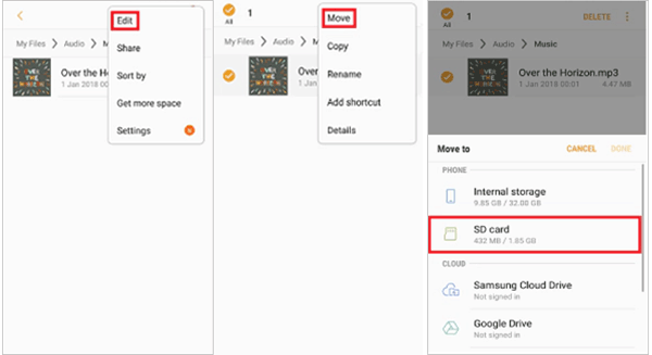 how to free up space on samsung tablet by moving files to sd card