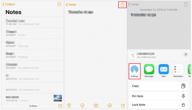 how to transfer notes from iphone to iphone with airdrop