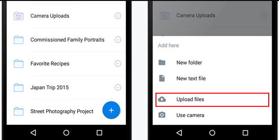 upload files to dropbox to send videos from android to ipad without a computer