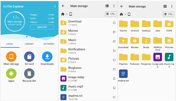 android storage manager - cx file explorer