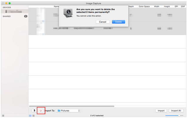 delete iphone photos from mac using image capture