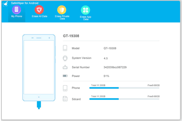 android data eraser software - safewiper for android